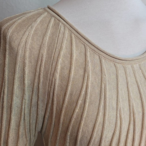 MAX STUDIO A-LINE SWEATERDRESS PLEATED BEIGE TONE LONG SLEEVE WOMEN'S SIZE LARGE - Picture 4 of 12